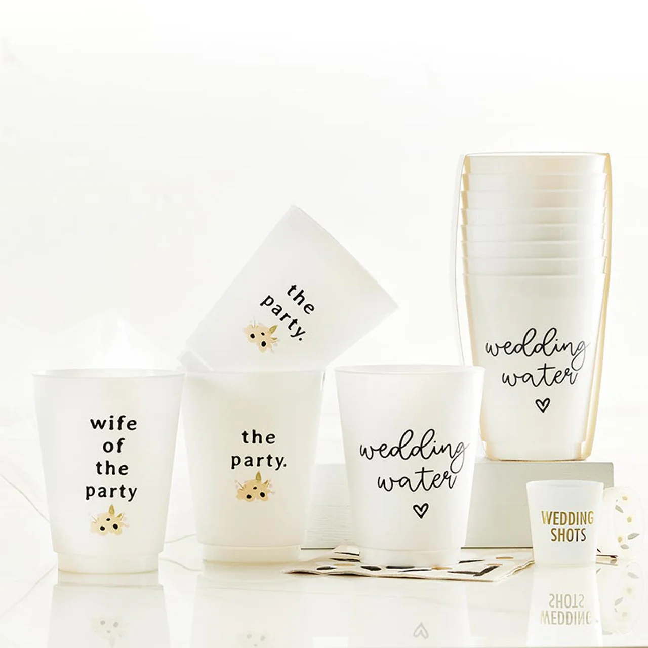 16oz Frosted Wedding Water Cups S/8 (40% off at checkout)