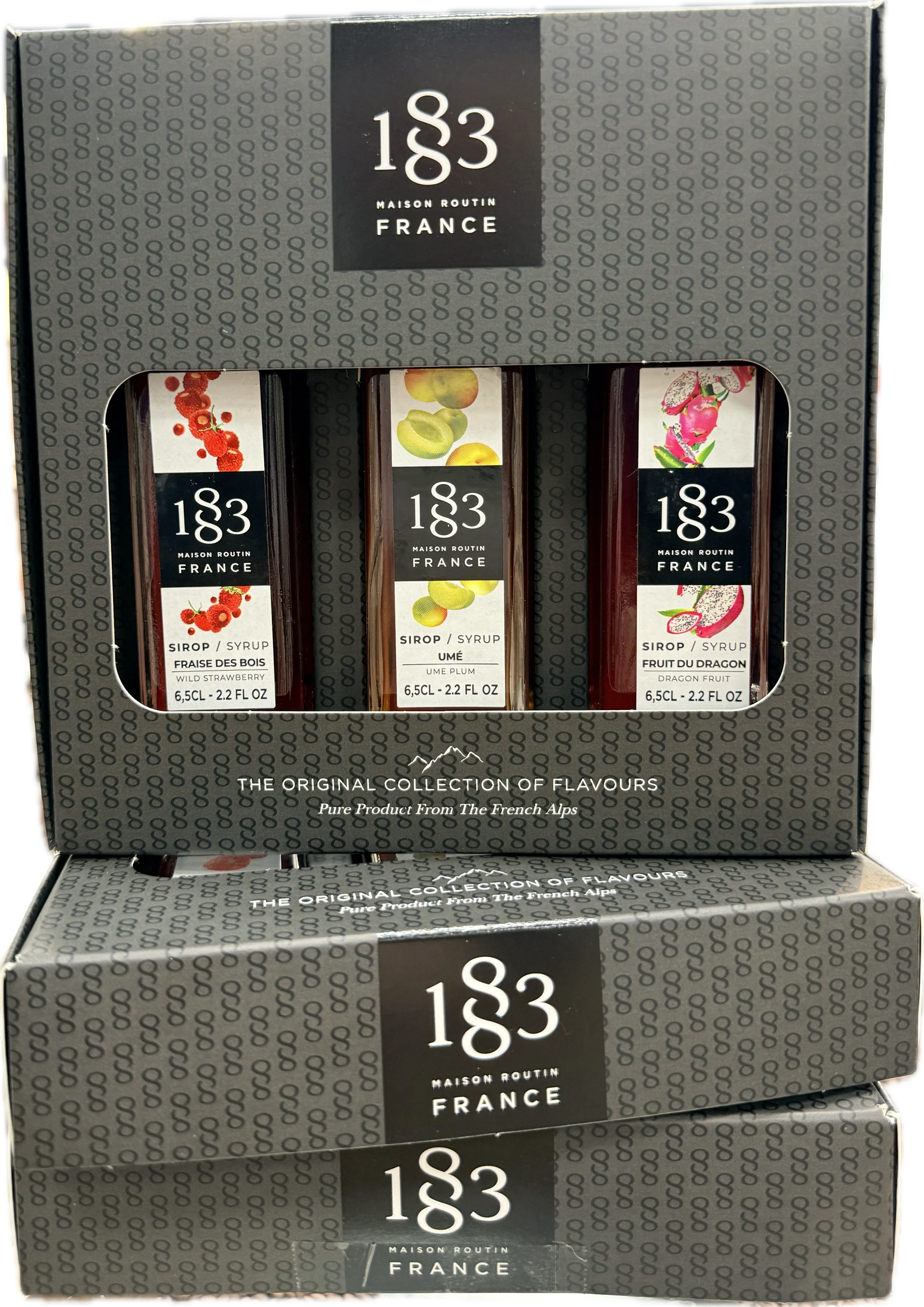 1883 Syrup Gift Pack: Wild Strawberry, Ume Plum + Dragonfruit (65ml ea)