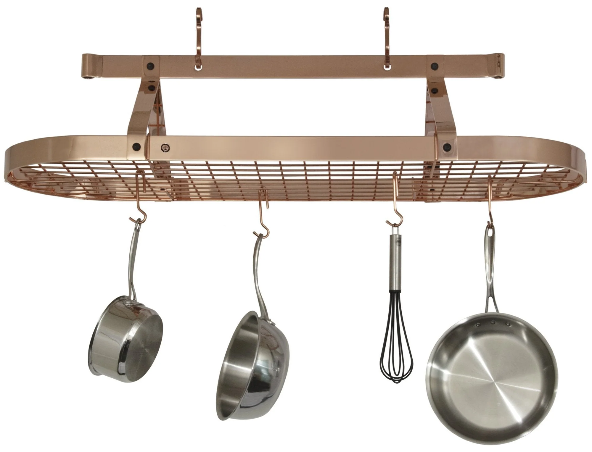 48" Oval Hanging Pot Rack - Plated Copper