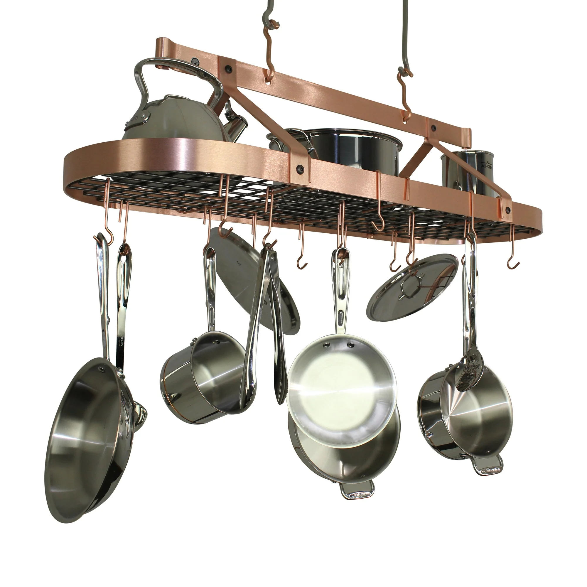 48" Oval Hanging Pot Rack - Plated Copper - Image 3