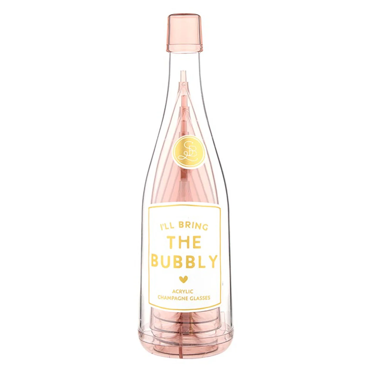 Acrylic Champagne Bottle + Glasses - The Bubbly