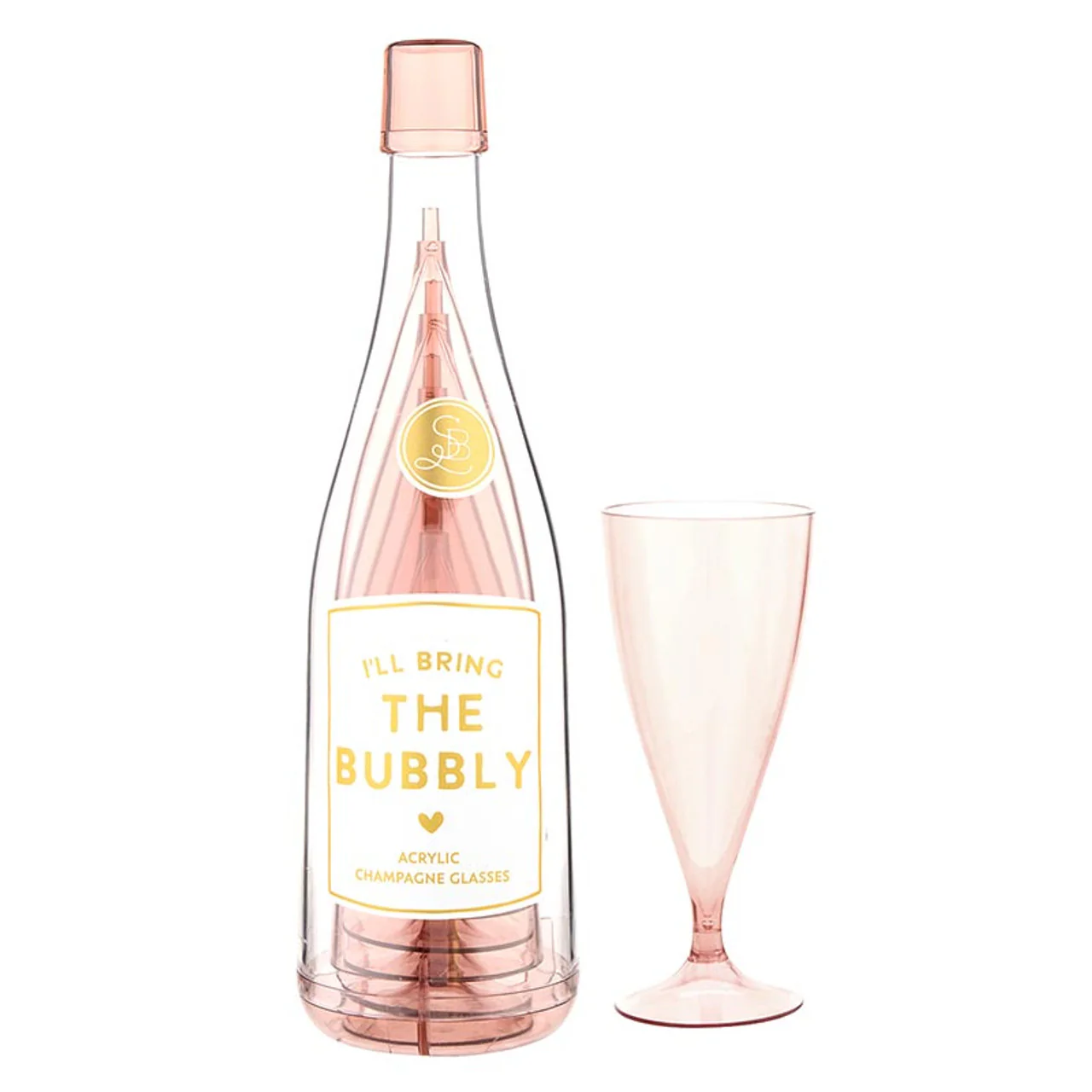 Acrylic Champagne Bottle + Glasses - The Bubbly - Image 3