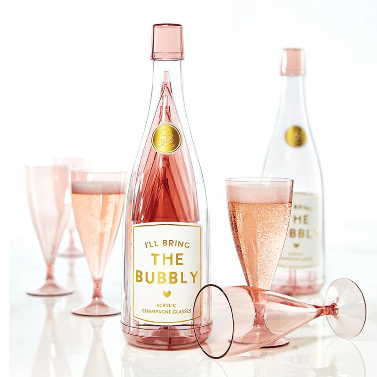 Acrylic Champagne Bottle + Glasses - The Bubbly - Image 5