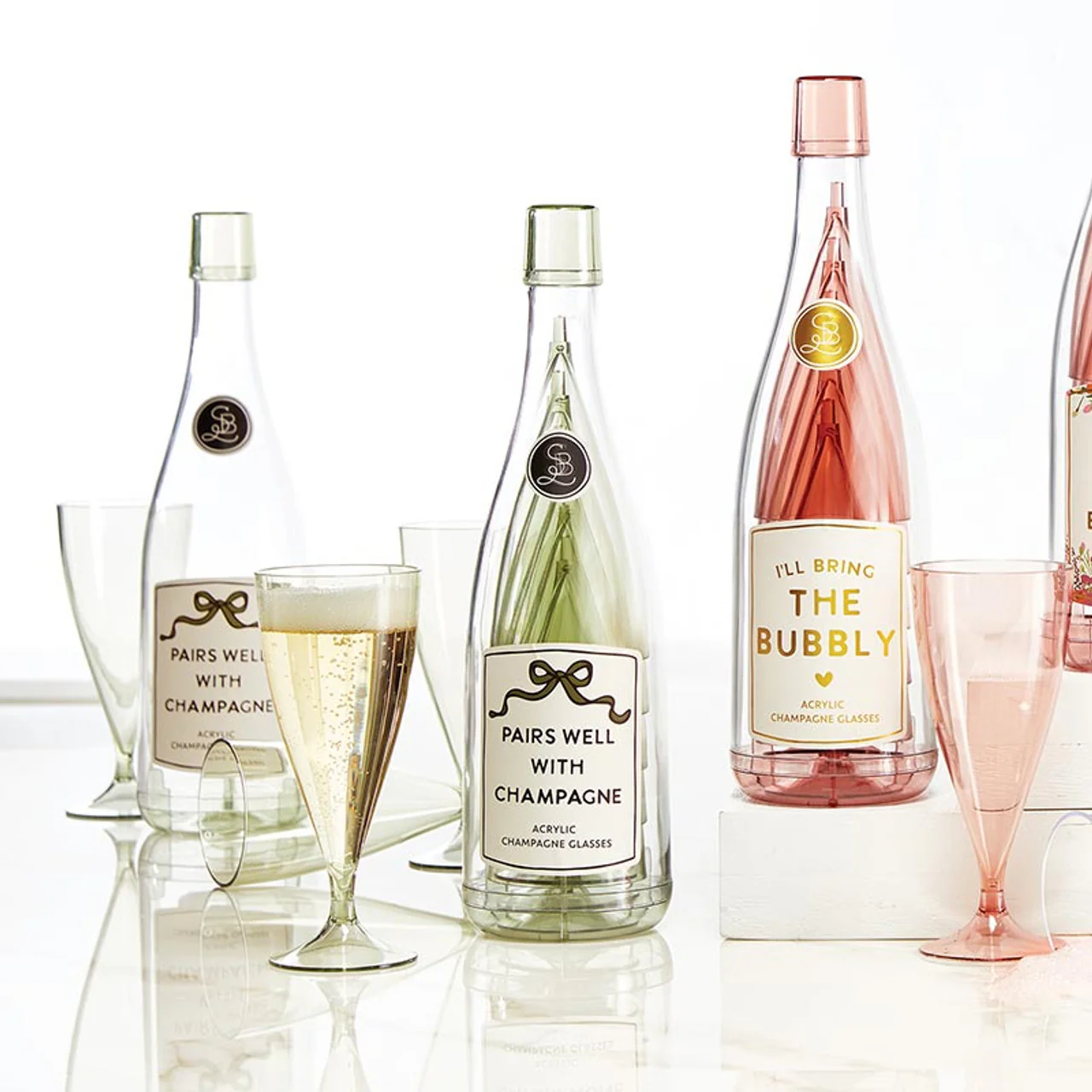 Acrylic Champagne Bottle + Glasses - The Bubbly - Image 6