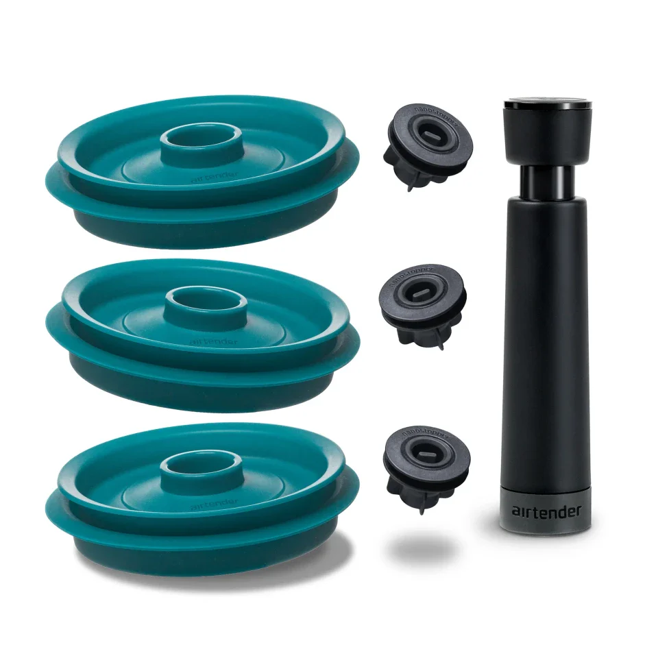 Airtender Clip-Top Vacuum Lid Set of 3 + 1 Pump - Image 2