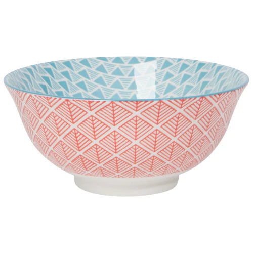 Bowl Stamped 6" - Blue Leaf Geo