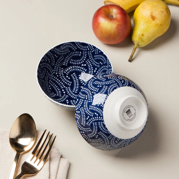 Bowl Stamped 4" - Indigo Geo - Image 2