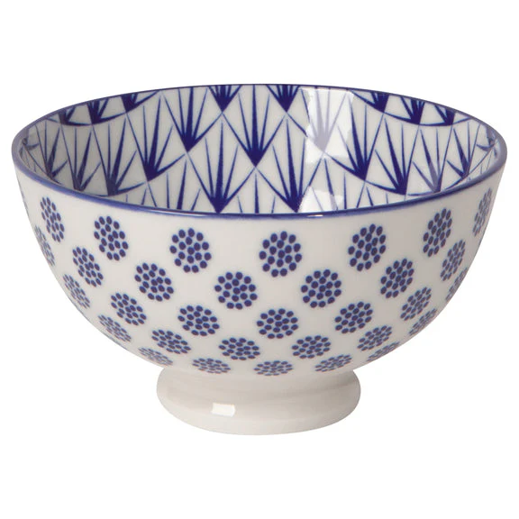 Bowl Stamped 4" - Blue Dots