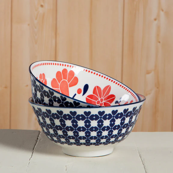 Bowl Stamped 6" - Red Navy Bird - Image 3