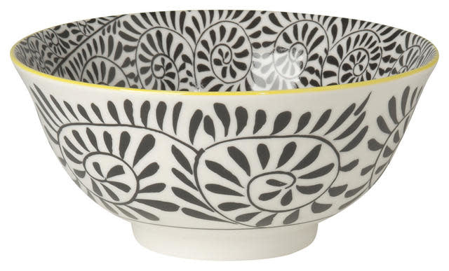 Bowl Stamped 6" - Black Vines