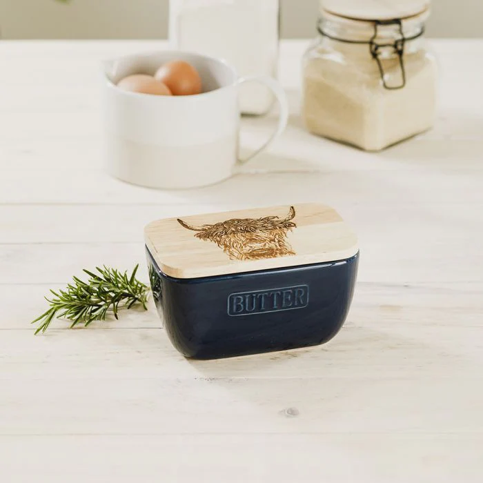 Butter Dish - Highland Cow Blue - Image 2
