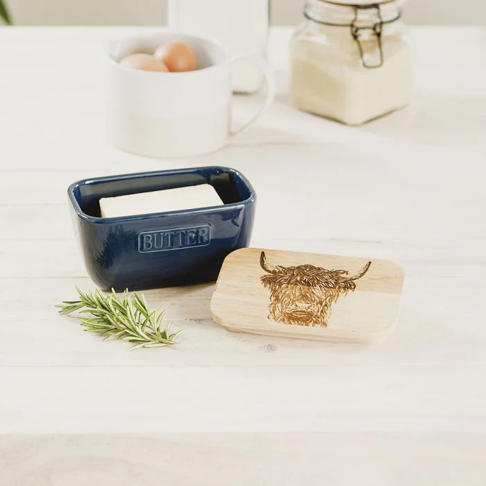 Butter Dish - Highland Cow Blue - Image 3