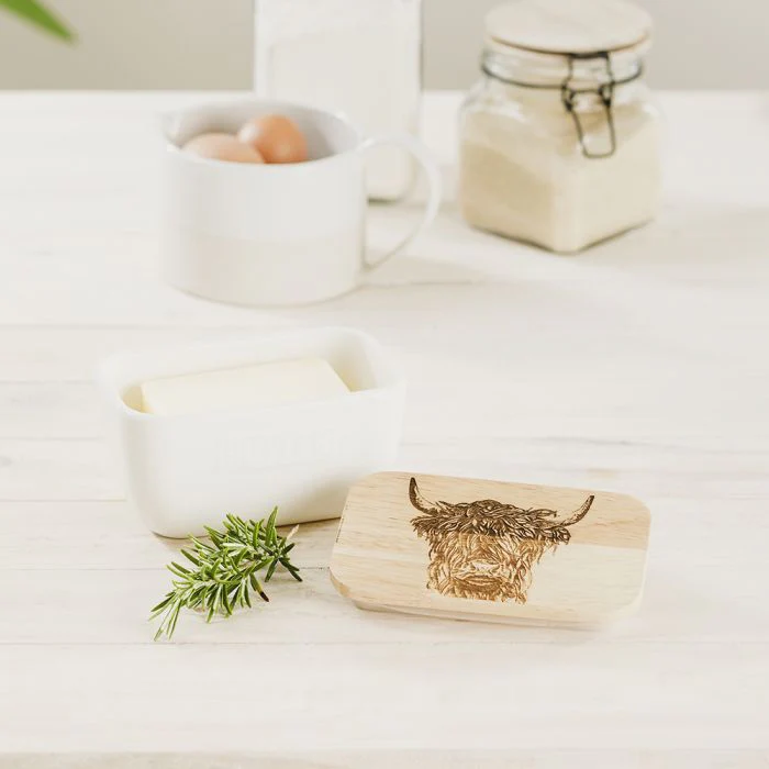 Butter Dish - Highland Cow White - Image 3