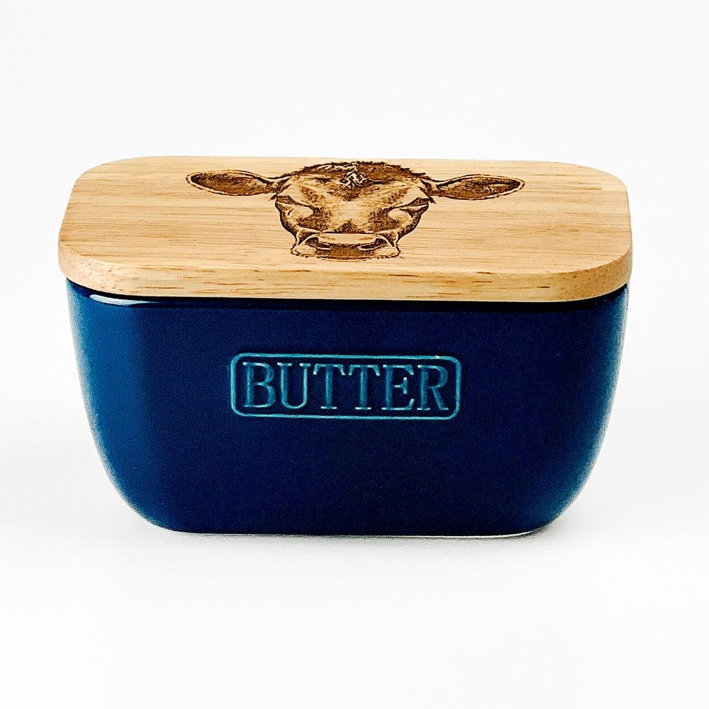 Butter Dish - Jersey Cow Blue