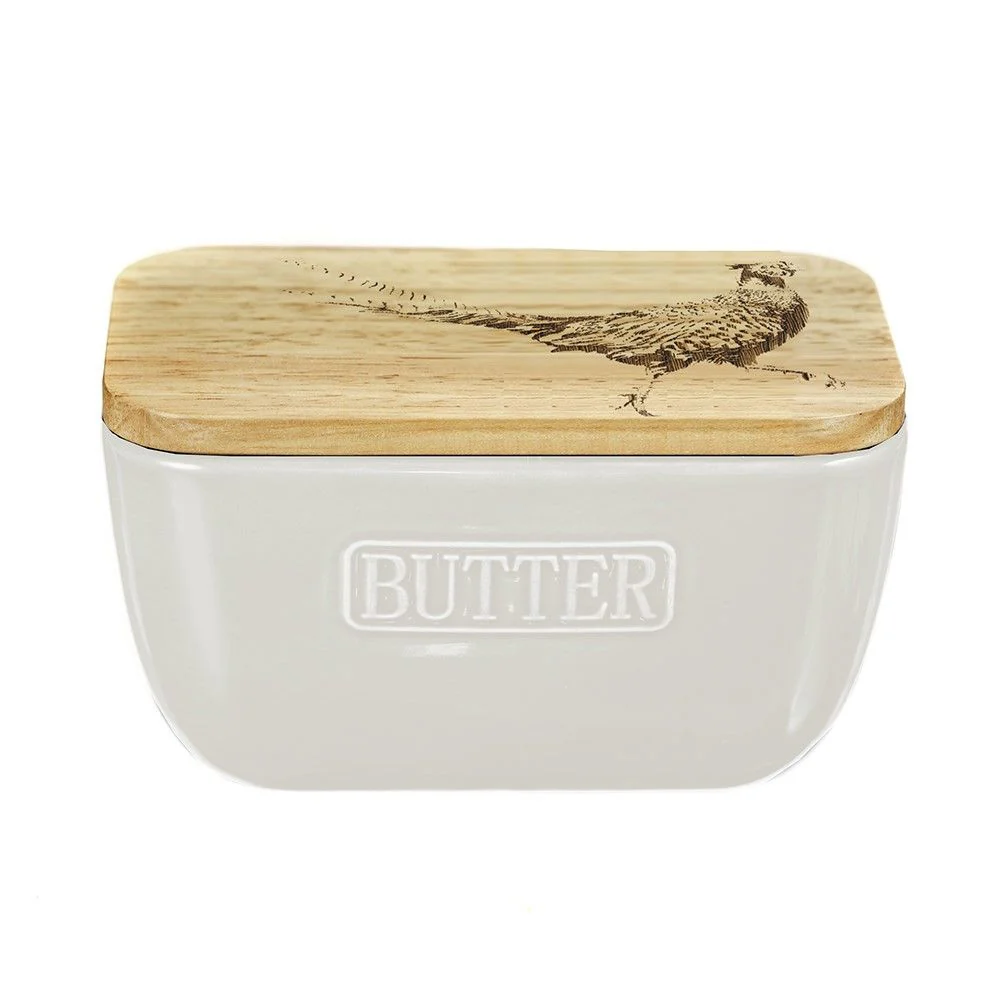 Butter Dish - Pheasant White
