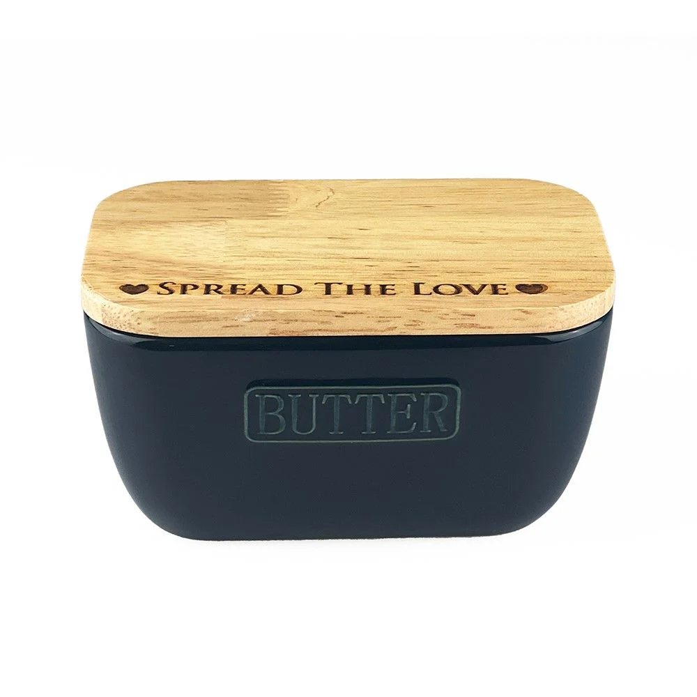Butter Dish - Spread The Love Blue