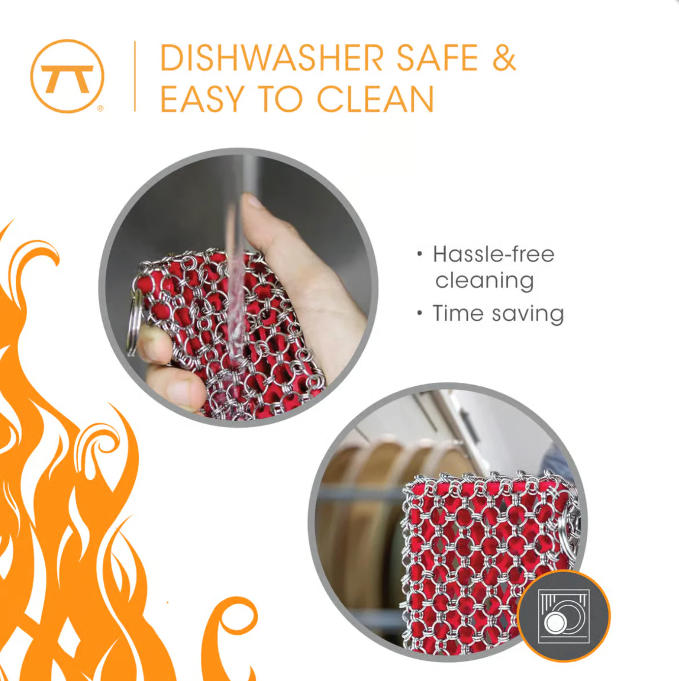 Cast Iron Chain Scrubber w Silicone Pad - Image 8