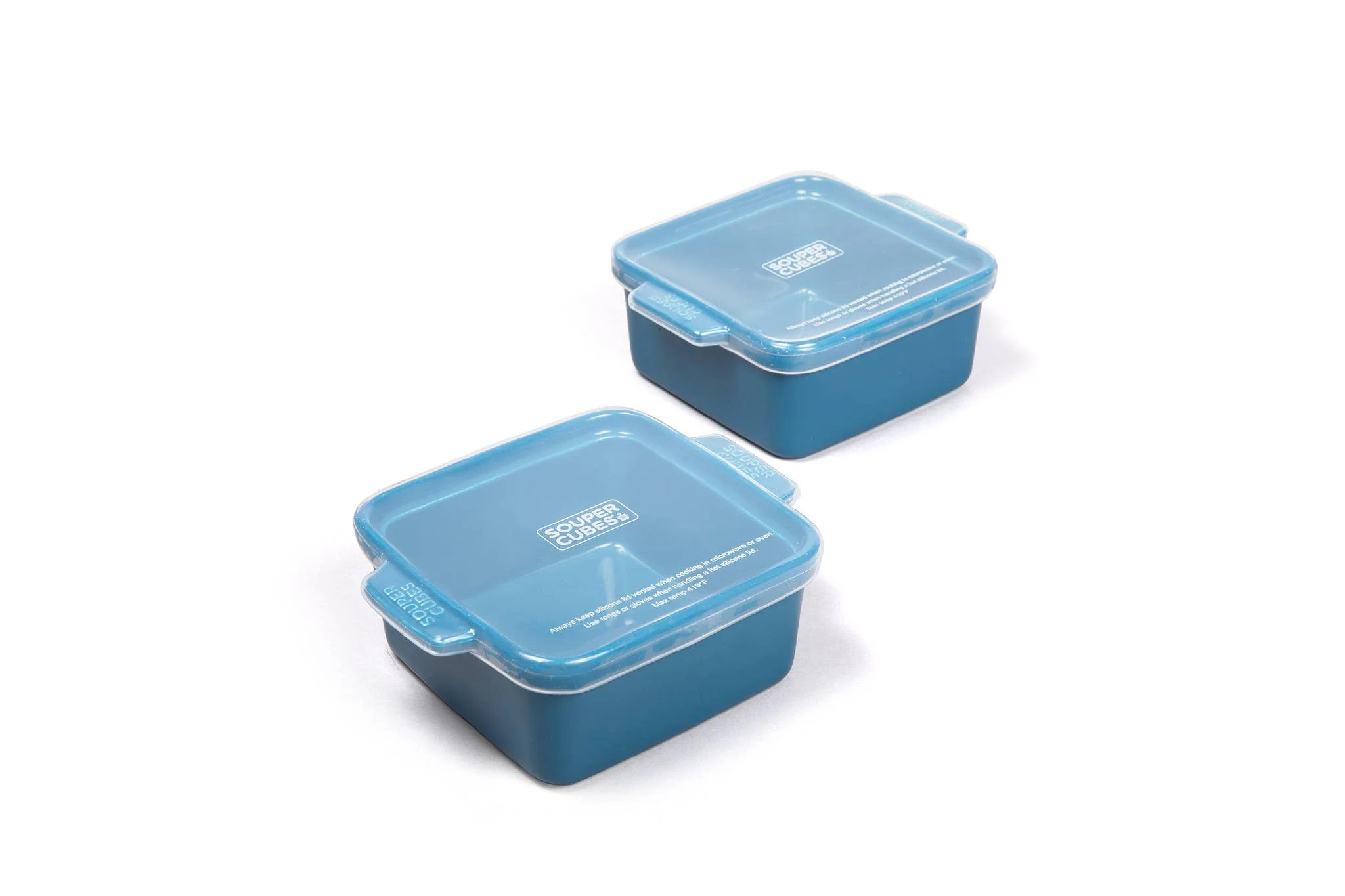 Souper Cube Ceramic Baking Dish 5" Square with Silicone Covers, 2pk Blueberry