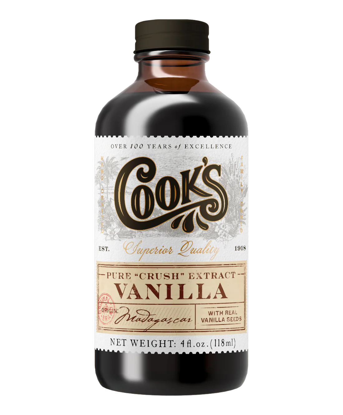 Crush Pure Vanilla Extract with Vanilla Bean Seeds - 118ml/4oz