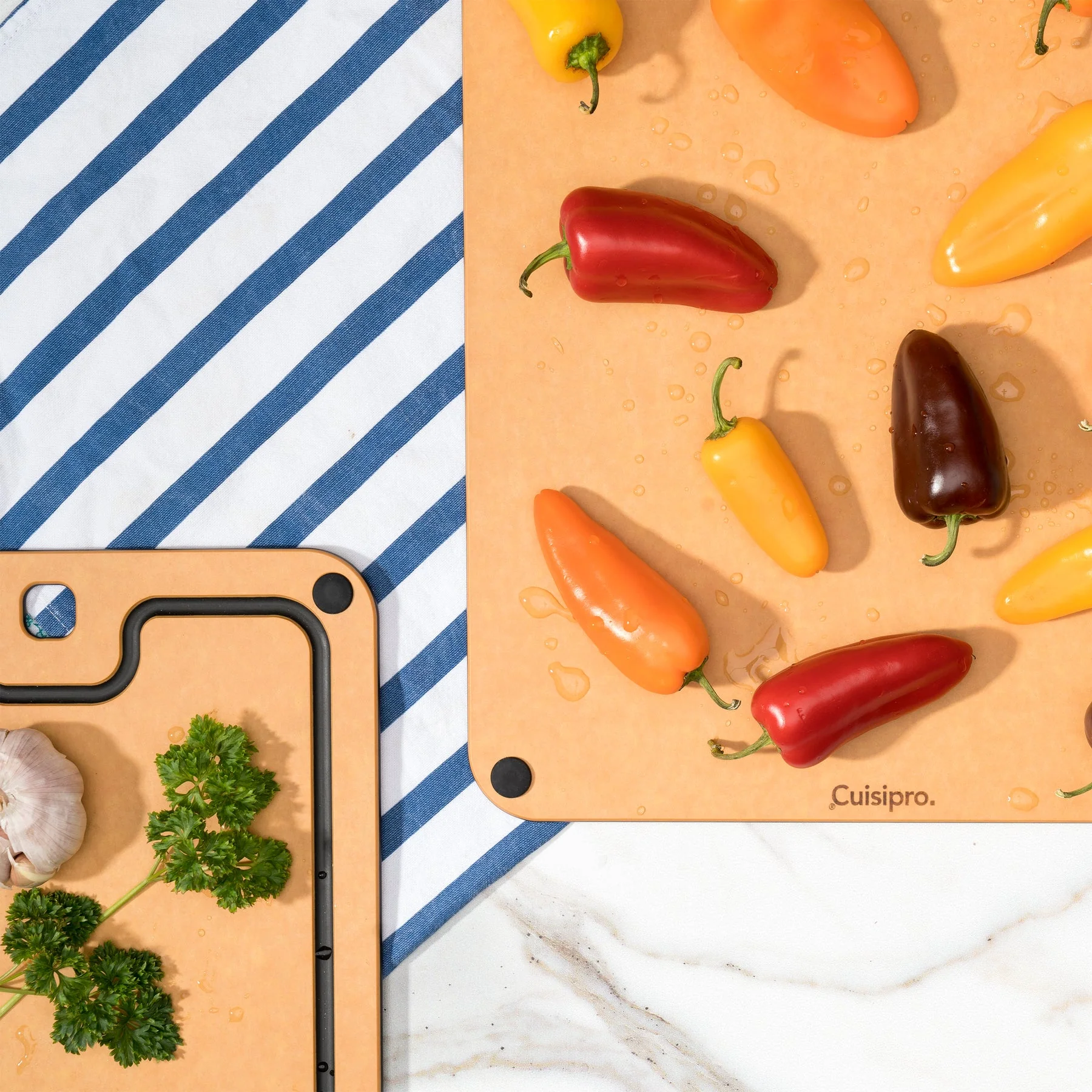 Cuisipro Fibre Wood Cutting Board with Silicone Feet - Natural - 16"x11" - Image 3