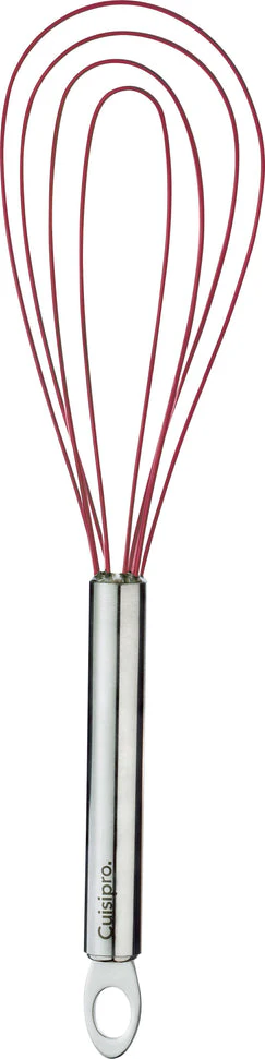 Flat Whisk 10" SS Red Silicone