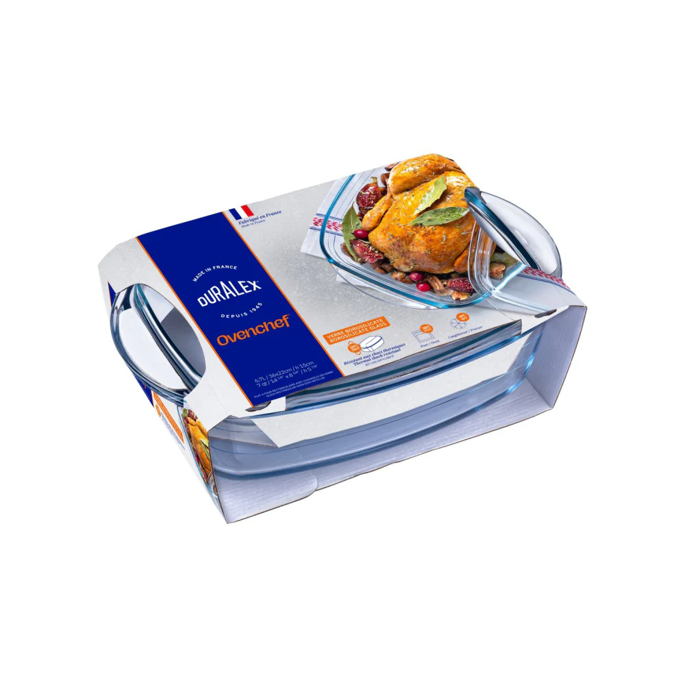 Duralex Ovenchef Reversible Casserole Dish with Lid 35x22cm