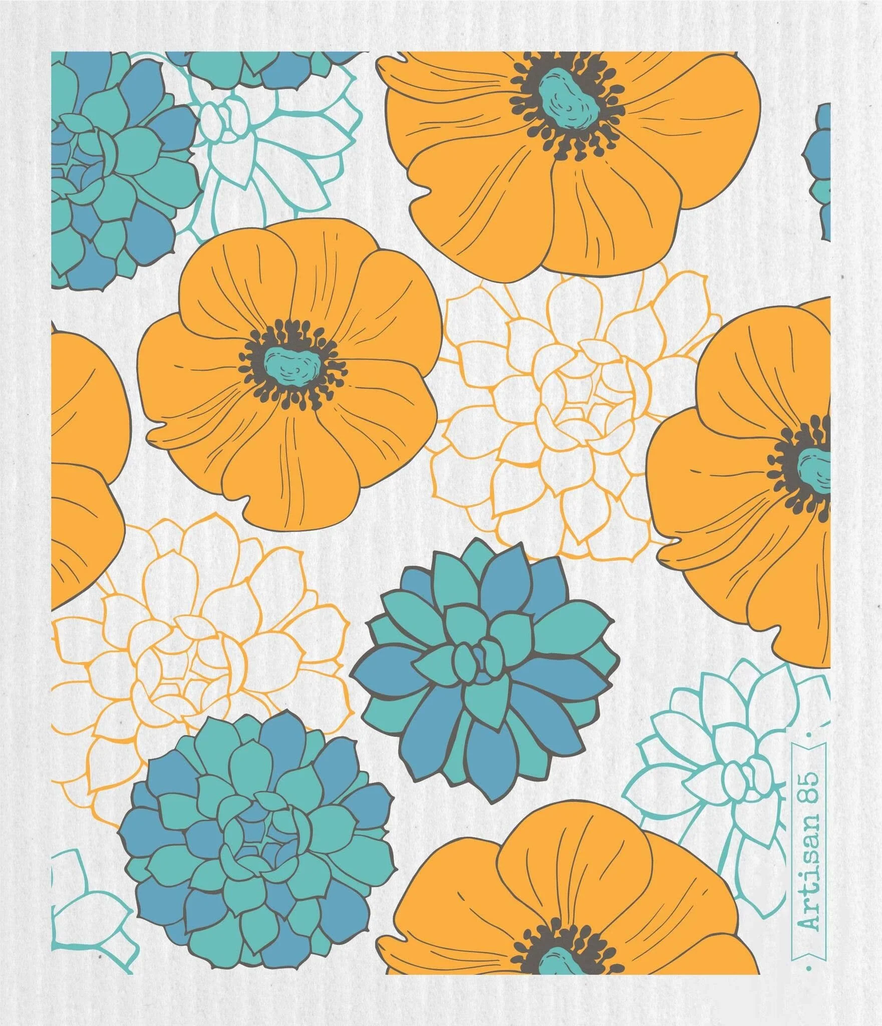 Flower Garden Saffron Swedish Cloth