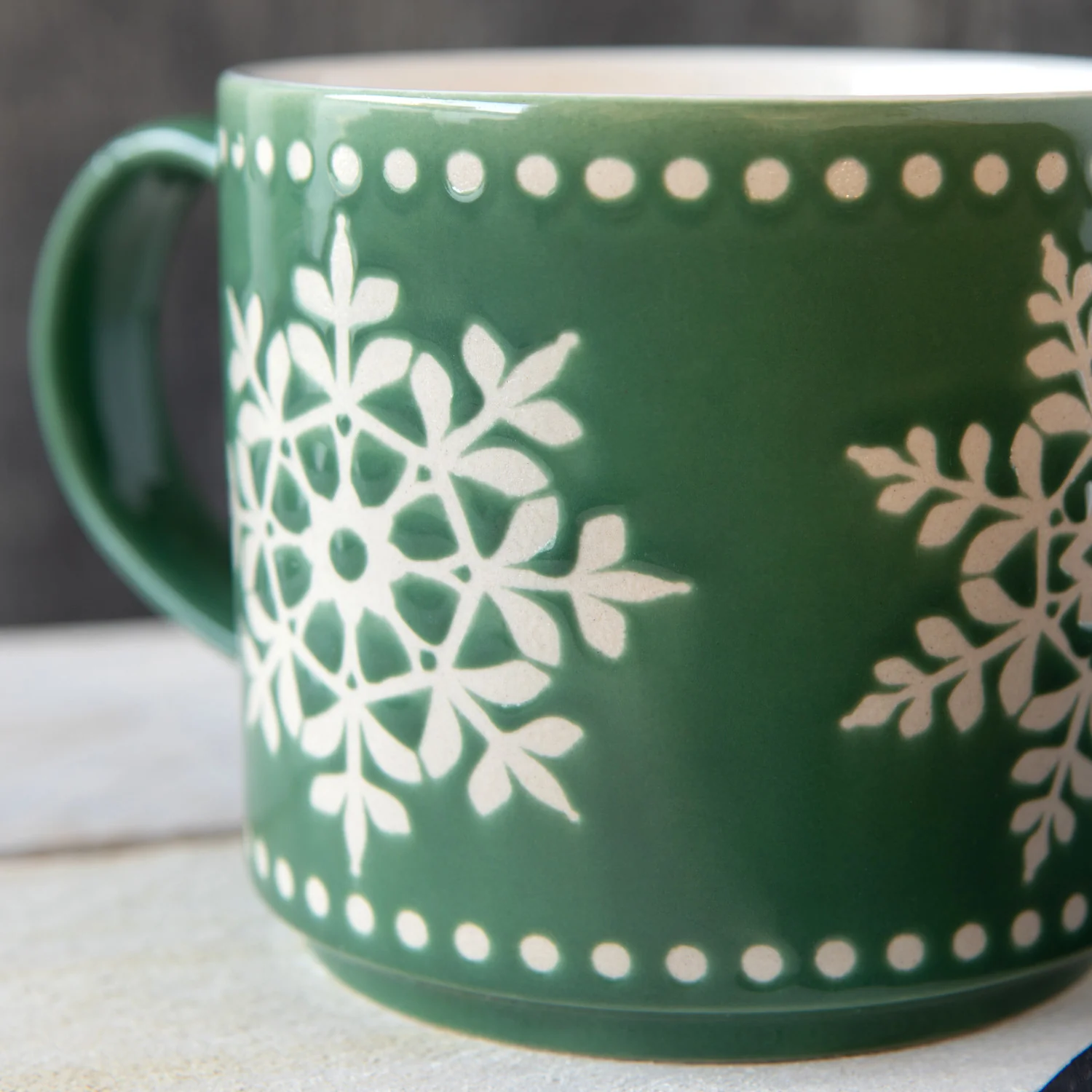 Good Tidings Snowflake Christmas Stacking Mug - Image 3