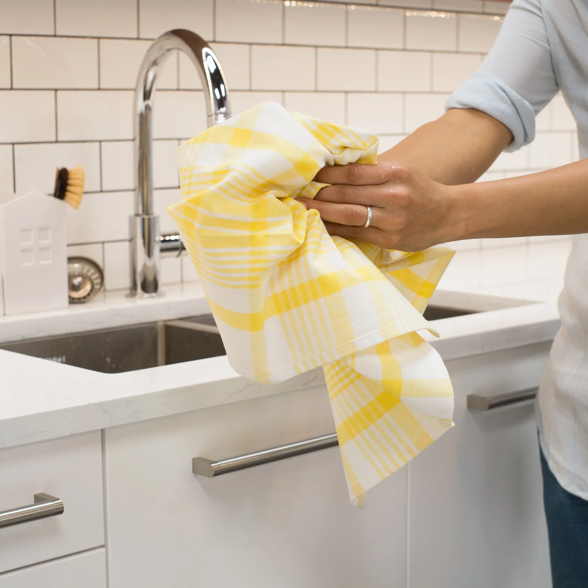 Jumbo Tea Towels Set/3 - Lemon Yellow - Image 3