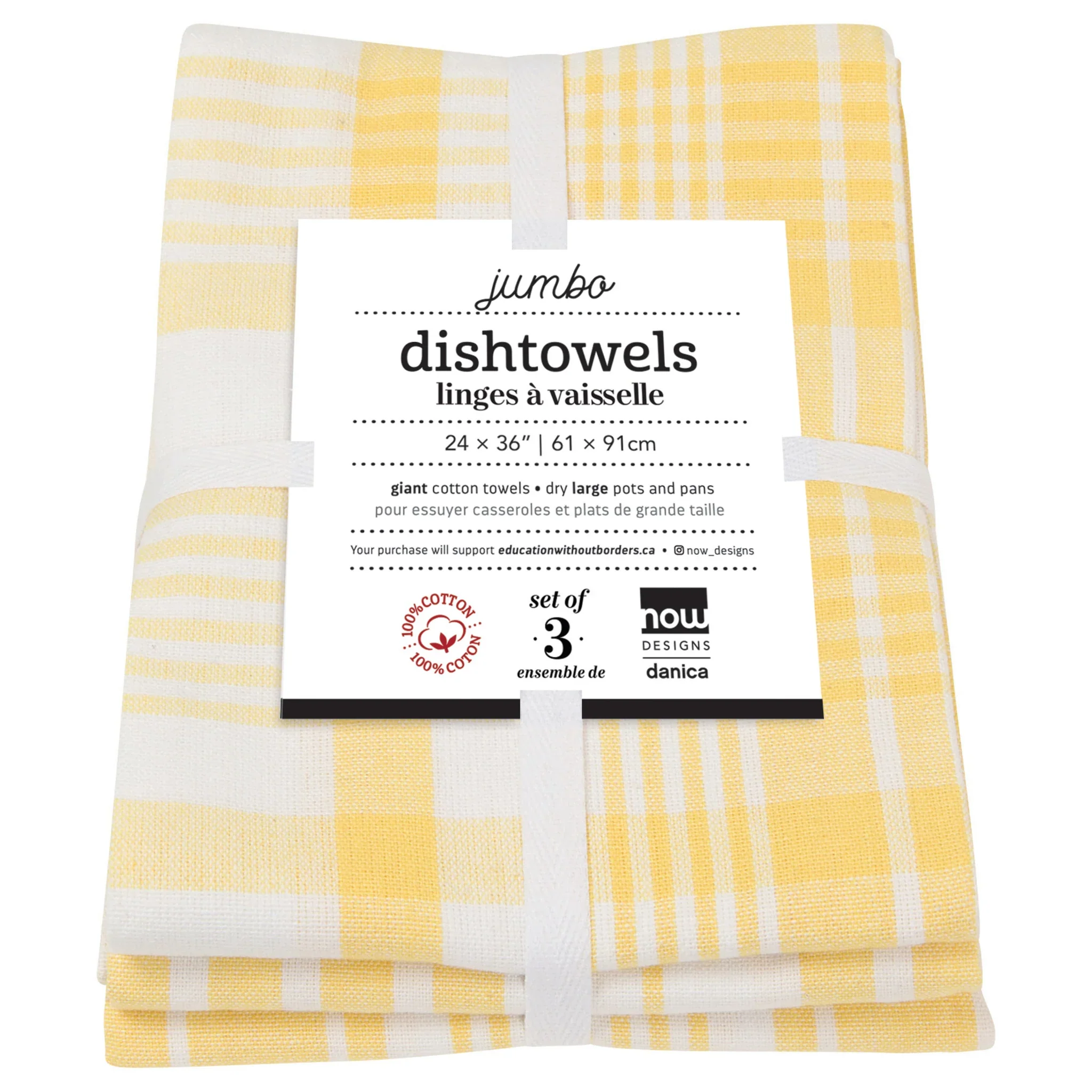 Jumbo Tea Towels Set/3 - Lemon Yellow - Image 4