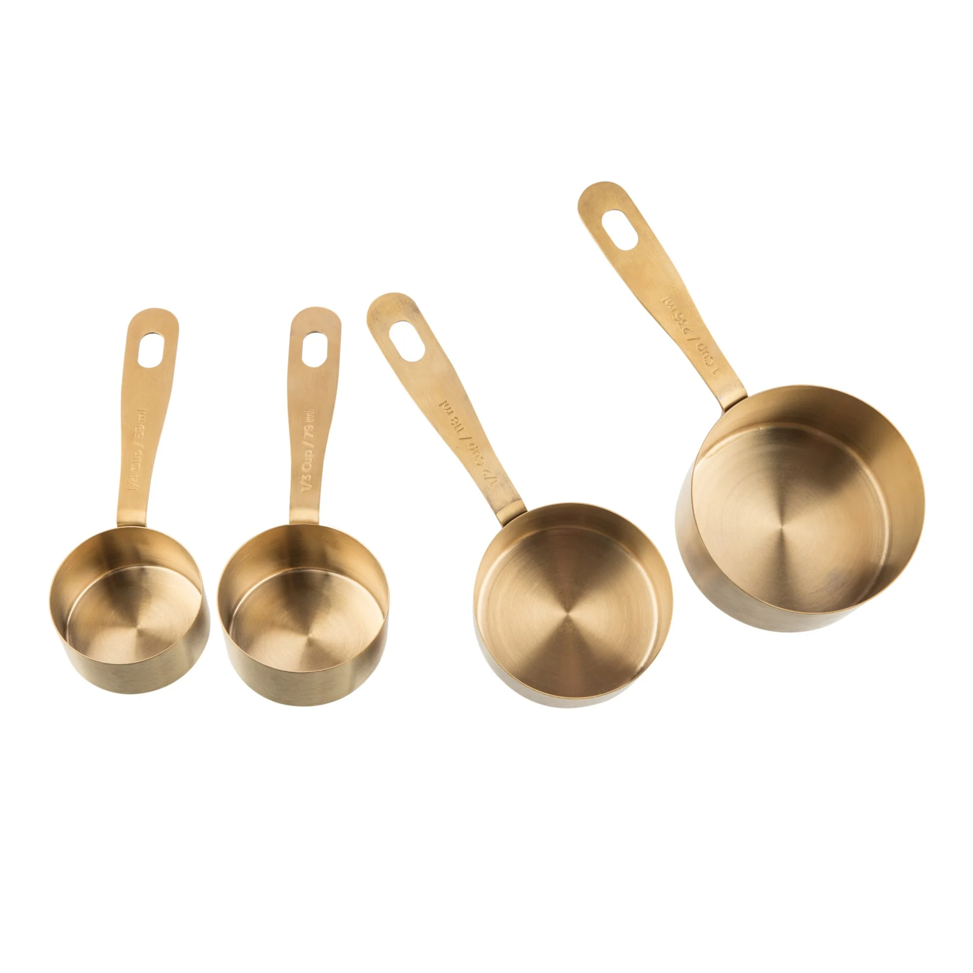 Kitchen Pantry Brass Measure Cups S/4