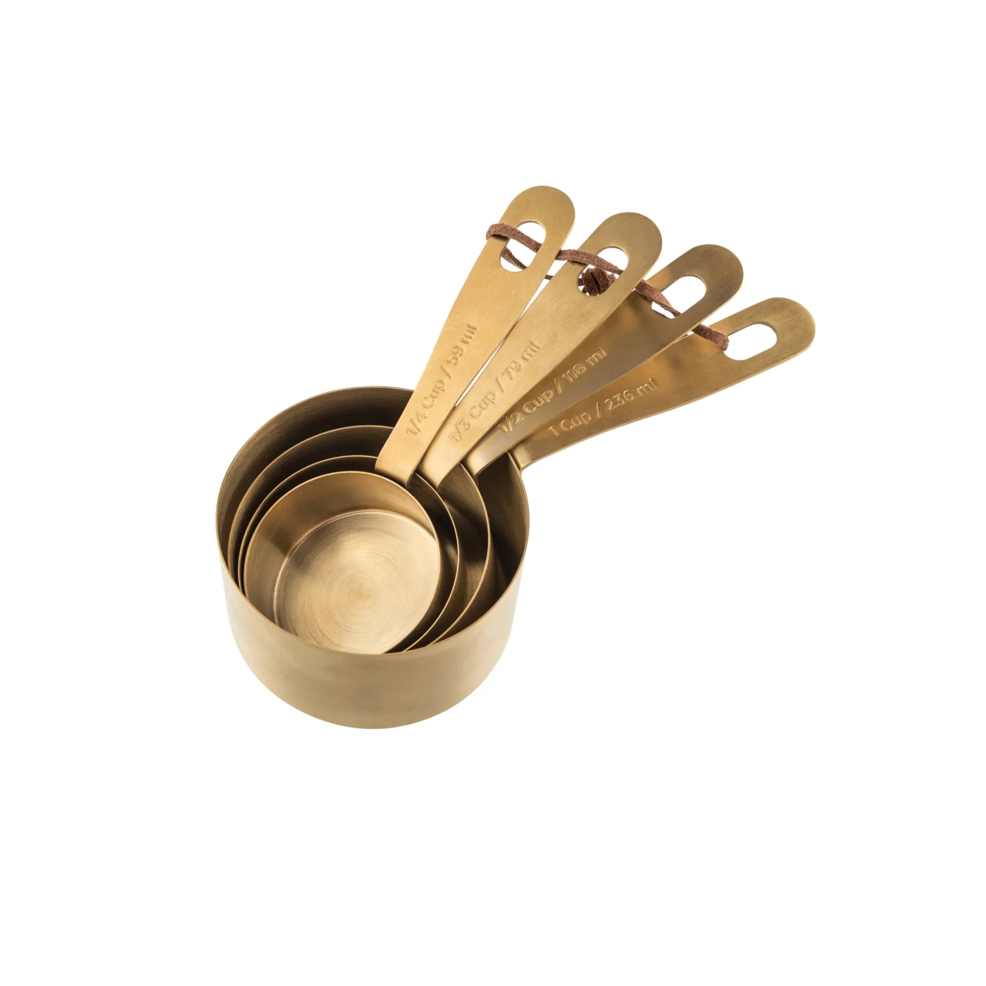 Kitchen Pantry Brass Measure Cups S/4 - Image 2