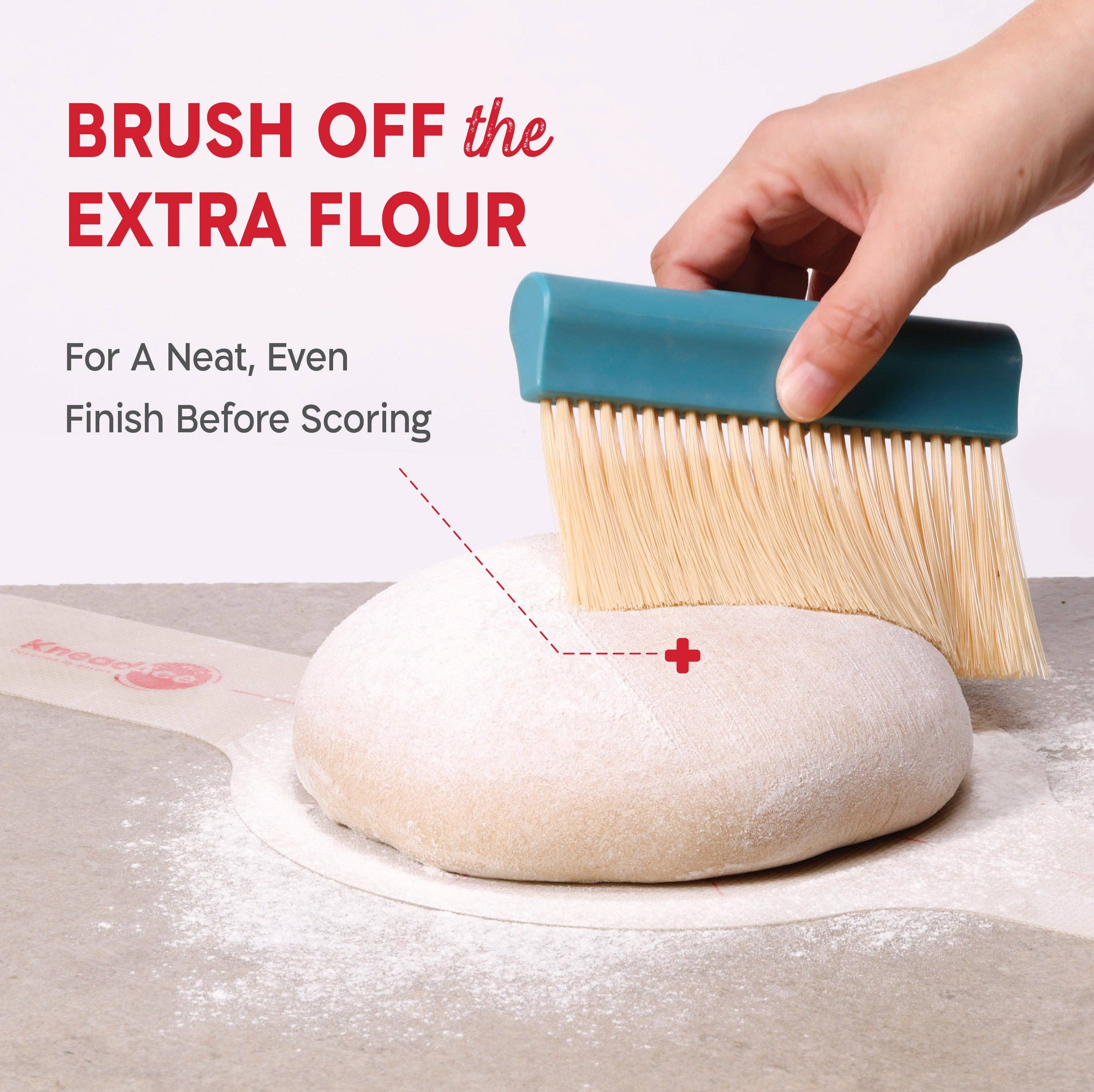 KneadAce Bench Scraper and Baker's Brush Gray / Turquoise - Image 14
