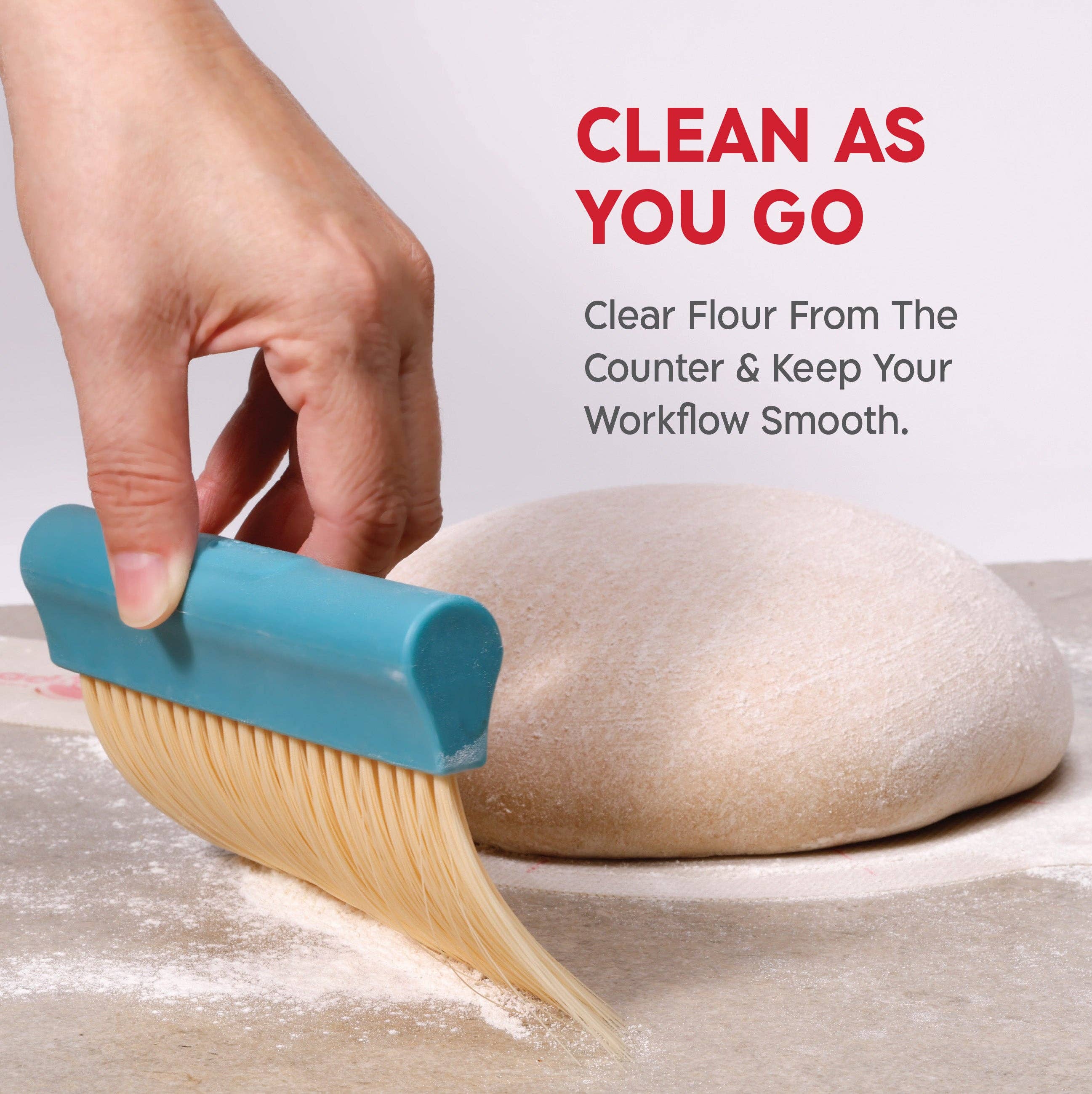 KneadAce Bench Scraper and Baker's Brush Gray / Turquoise - Image 15
