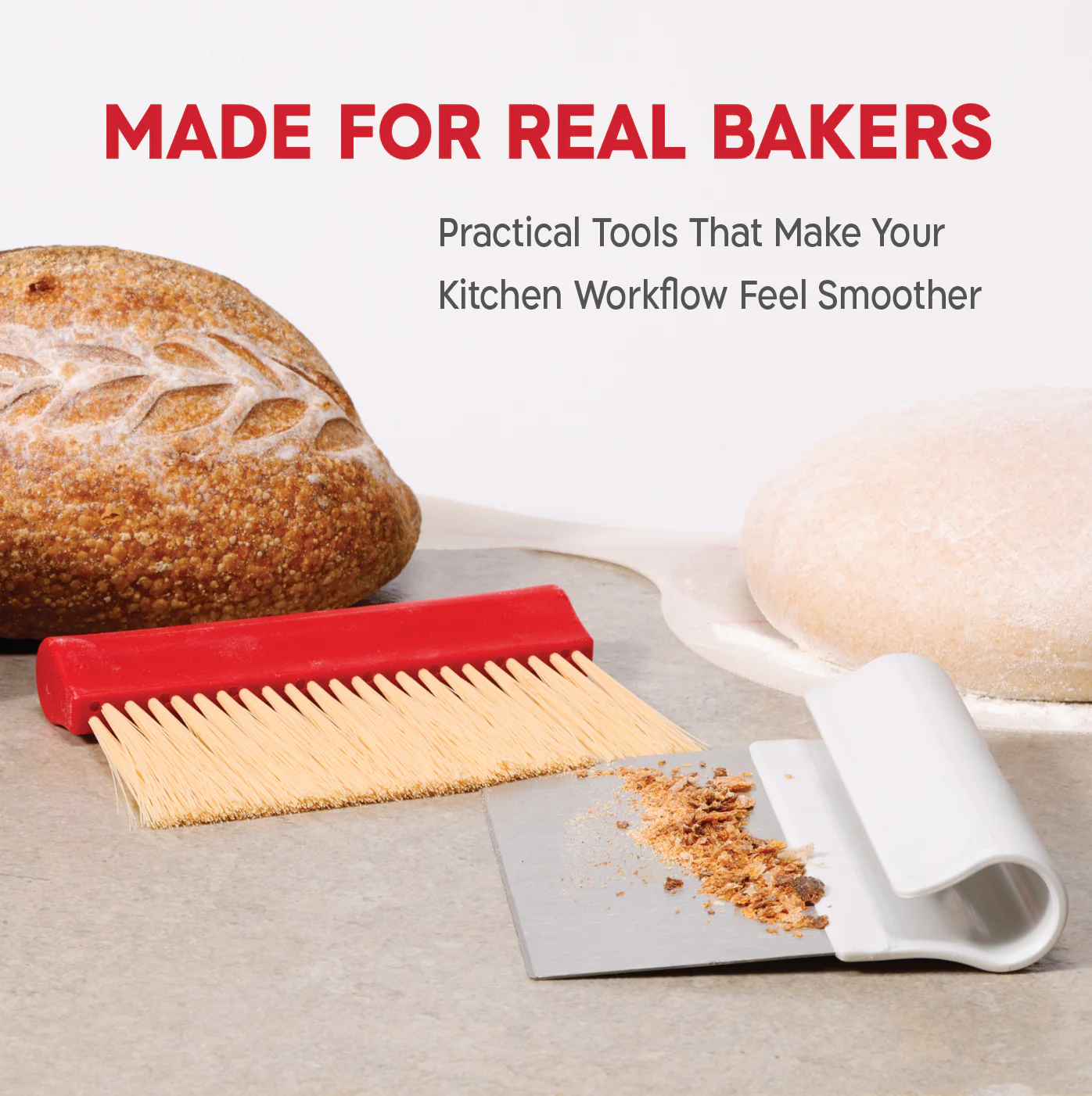 KneadAce Bench Scraper and Baker's Brush Gray / Turquoise - Image 9