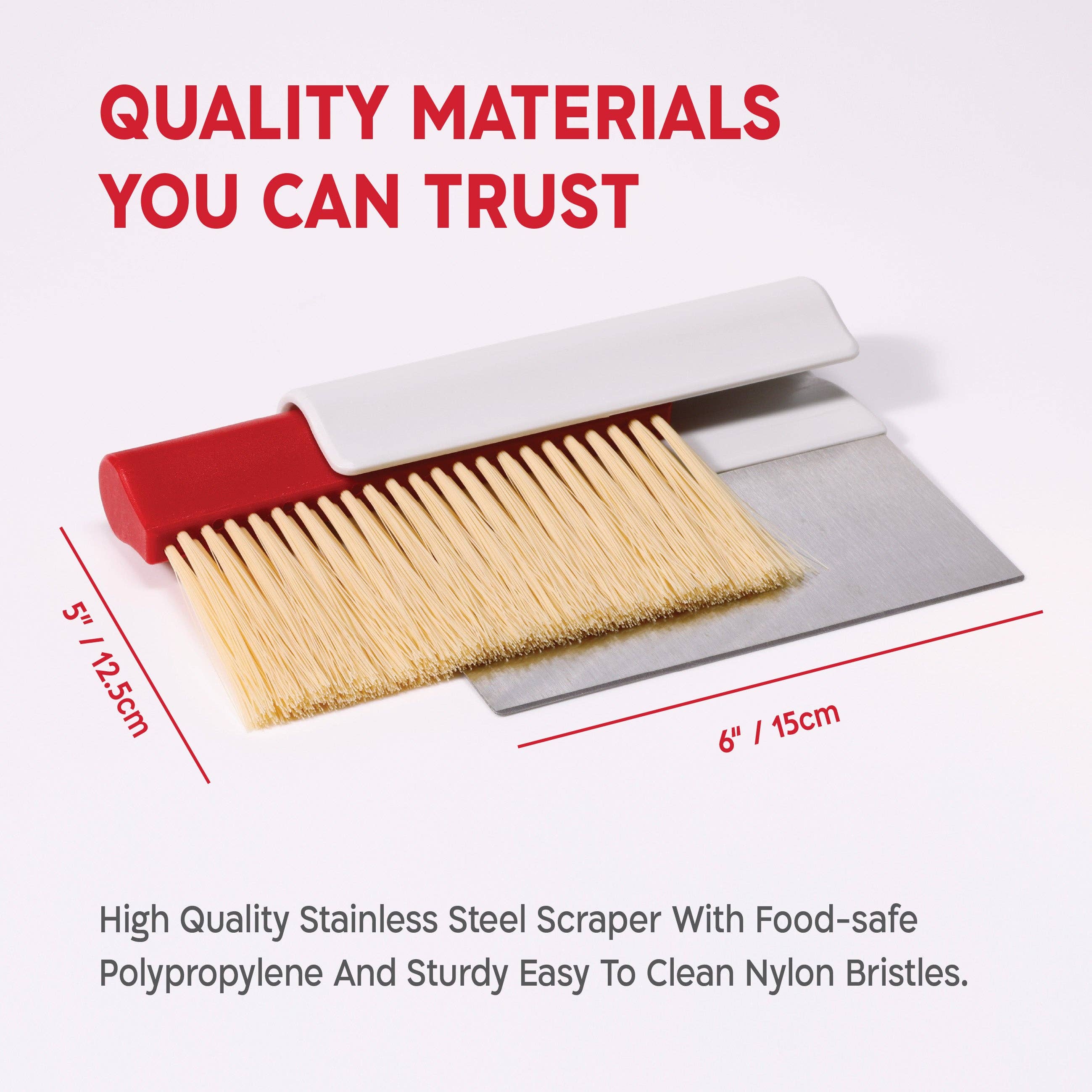 KneadAce Bench Scraper and Baker's Brush White / Red - Image 10