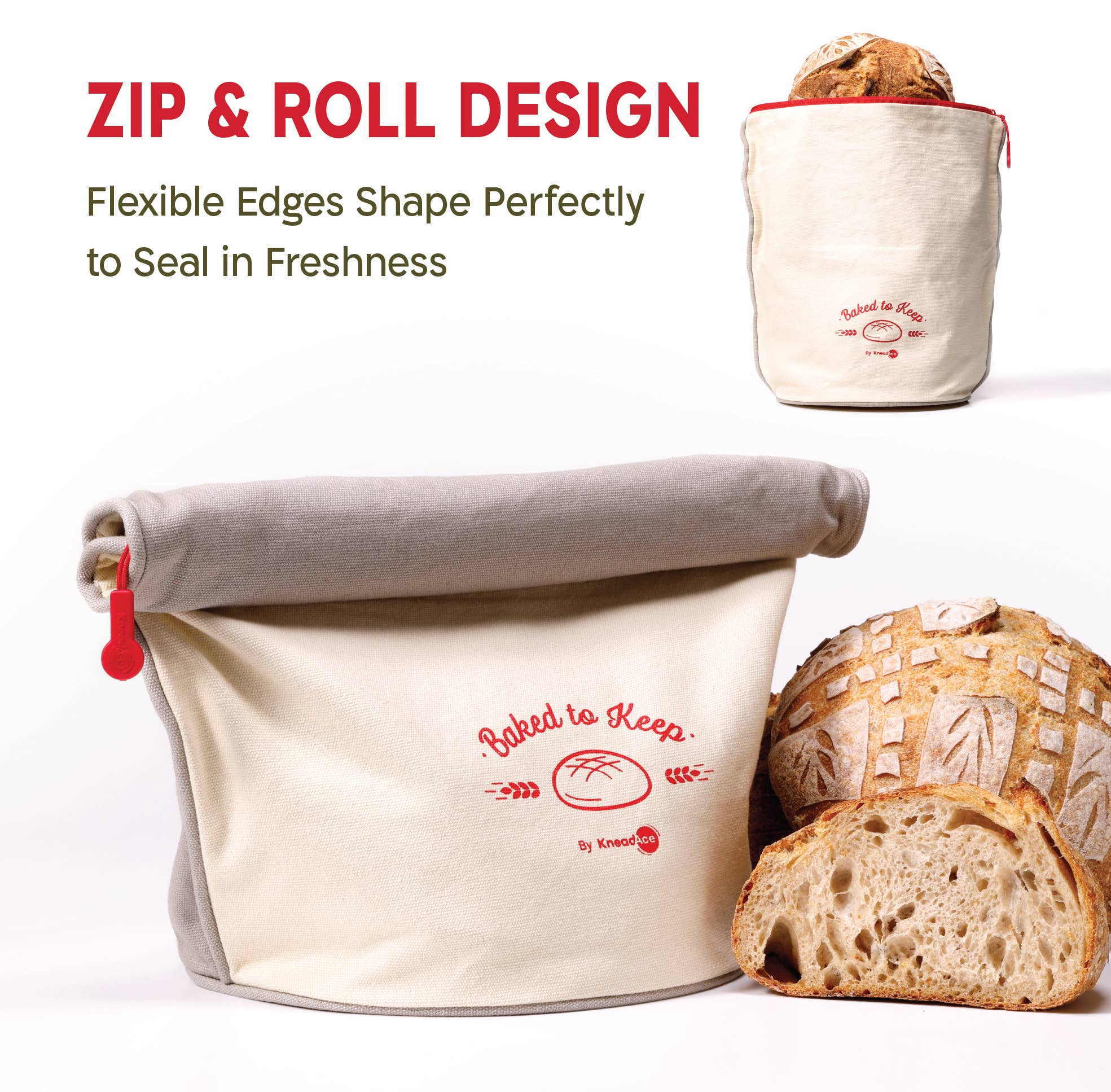 KneadAce Bread Bag Grey/Off-White - Image 2