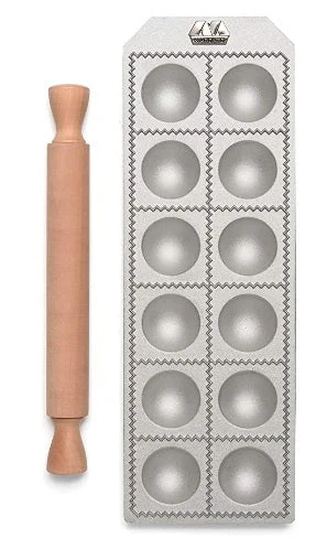 Marcato Ravioli Mold 12 Large Round Agnolotti with Rolling Pin - Image 2