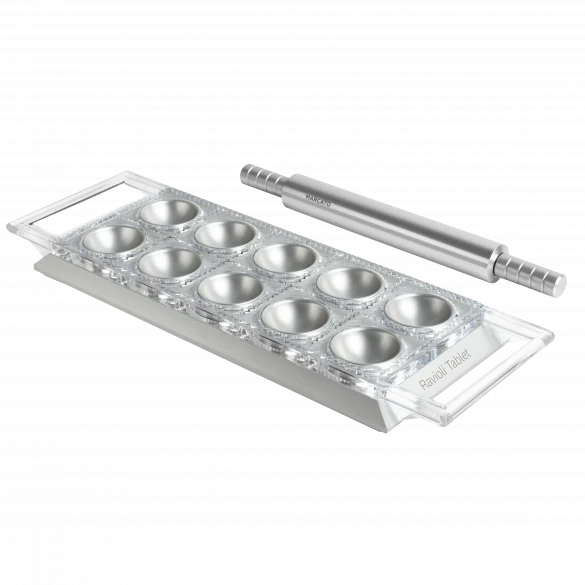 Marcato Ravioli Tablet with Rolling Pin - Silver