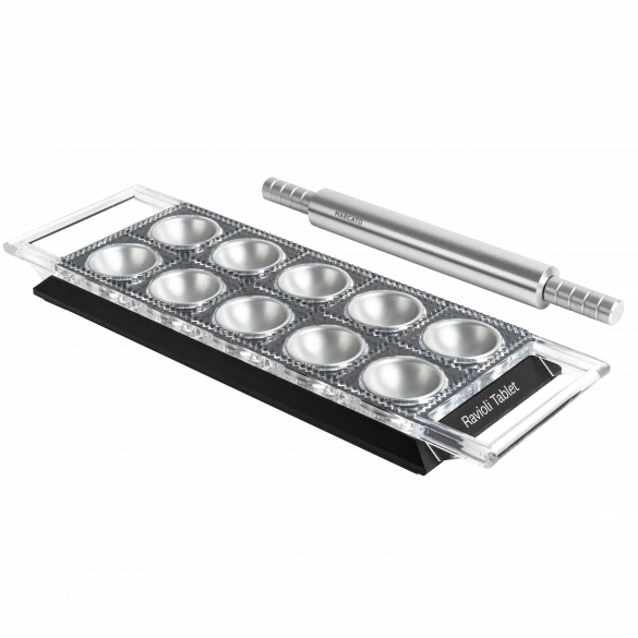 Marcato Ravioli Tablet with Rolling Pin - Black