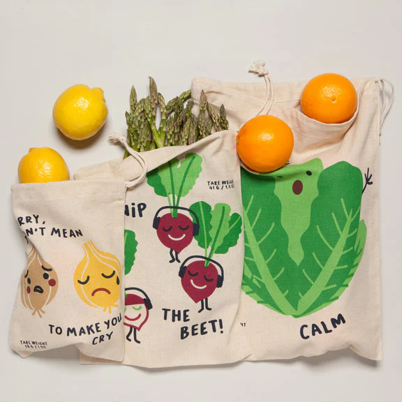 Le Marche Produce Bags - set/3 Funny Food - Image 2
