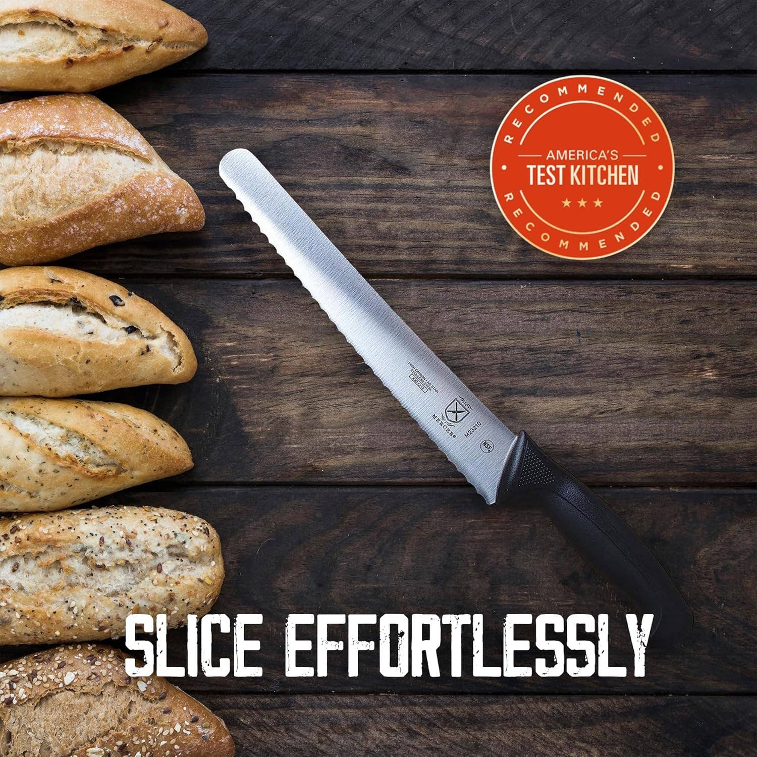 Mercer Millennia Black Handle 10" Wide Wavy Edge Bread Knife - Image 5