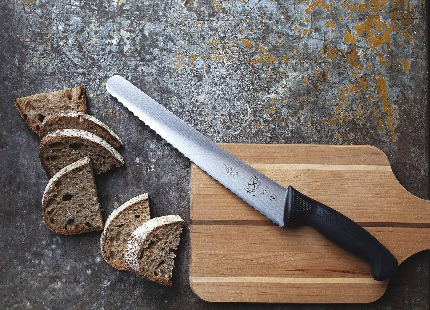 Mercer Millennia Black Handle 10" Wide Wavy Edge Bread Knife - Image 6