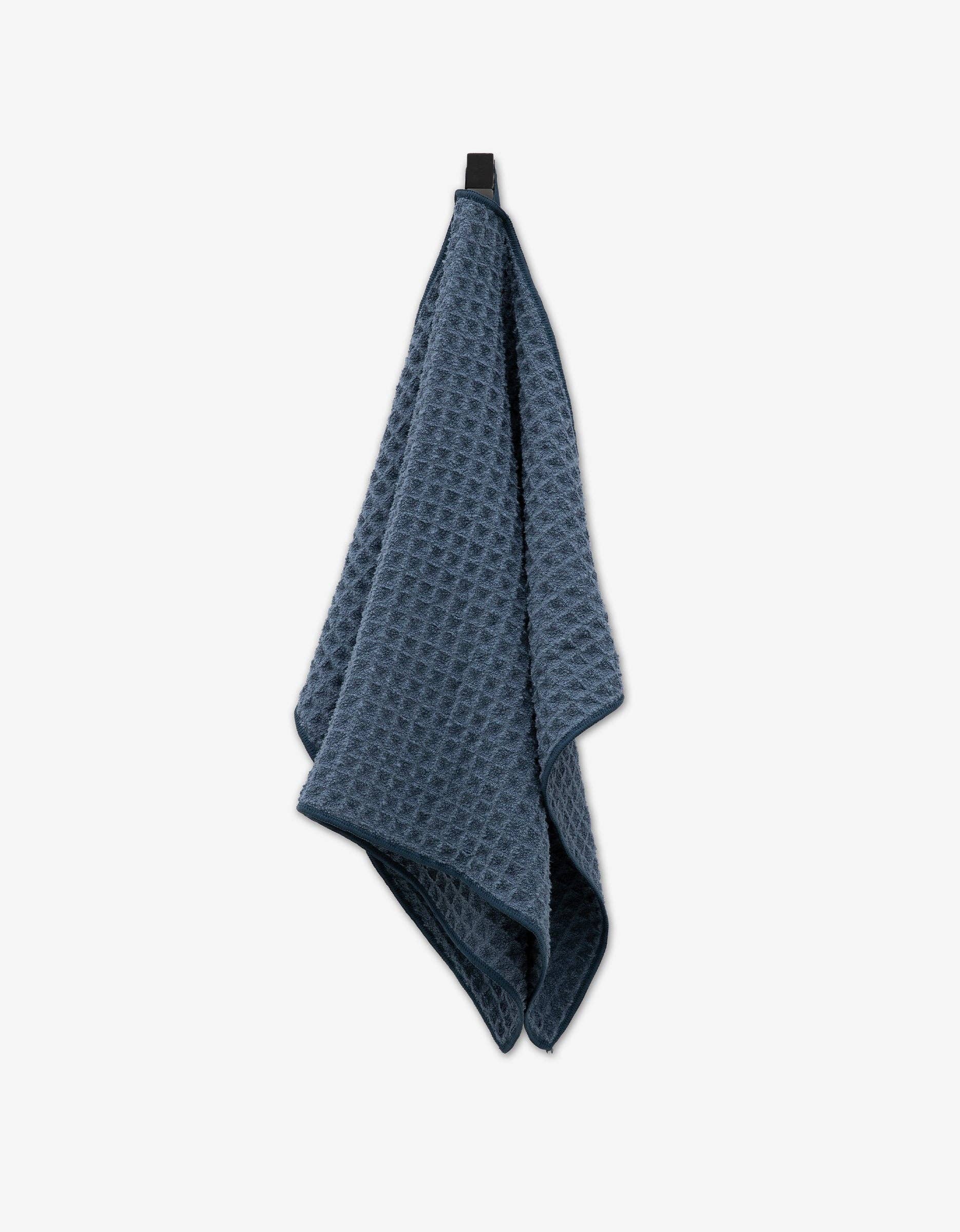 Geometry Midnight Blue Waffle Hand Towel