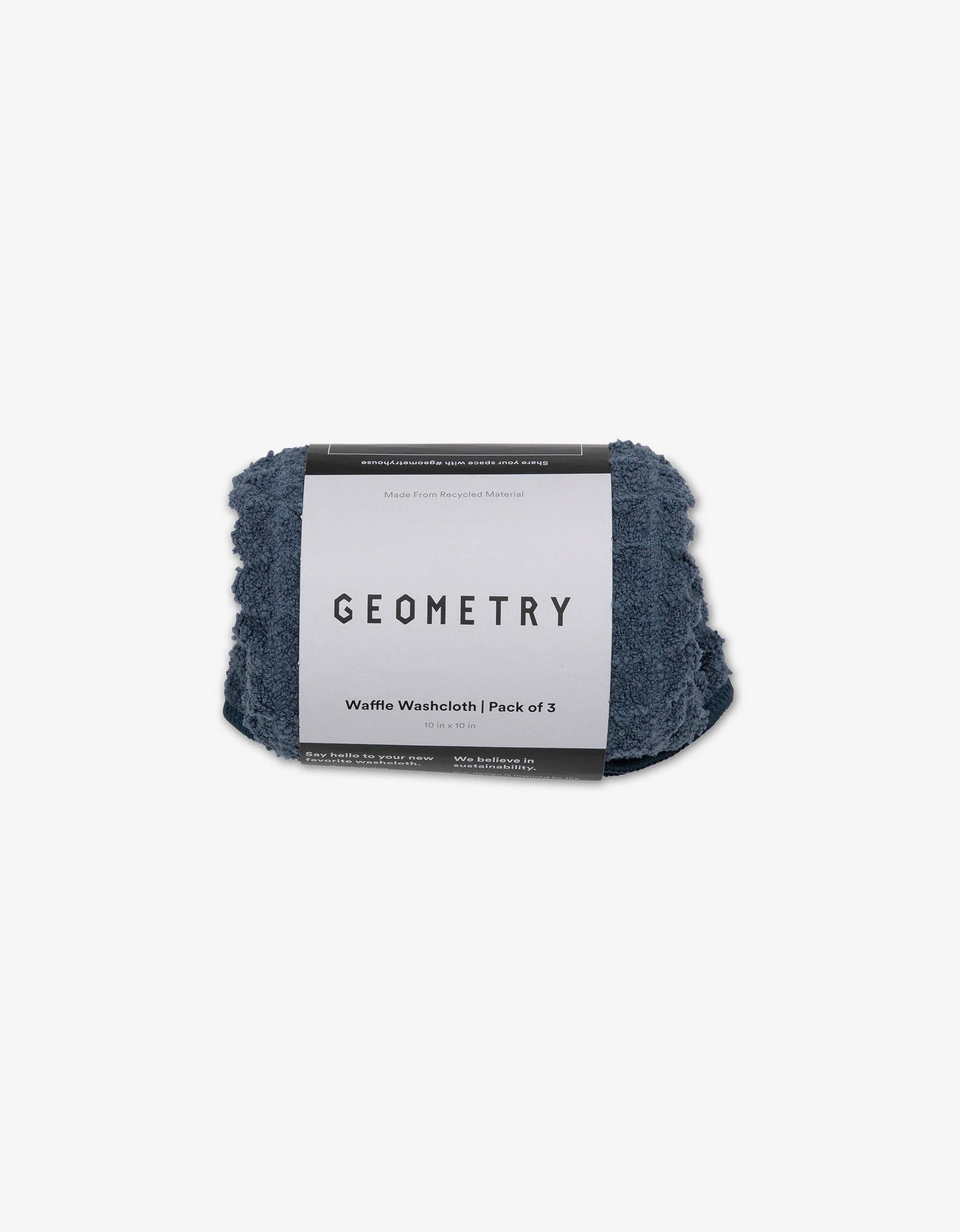 Geometry Midnight Blue Waffle Washcloth Set - Image 3