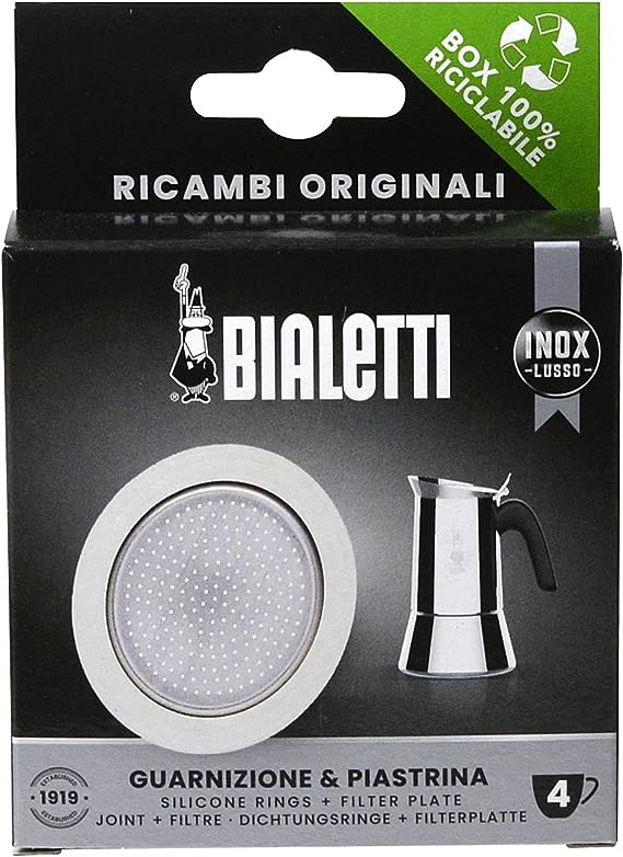 Moka Stainless 4-Cup Gasket & Filter (Single)