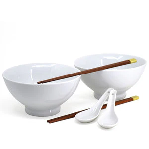 Noodle Bowl Set - White 6 piece
