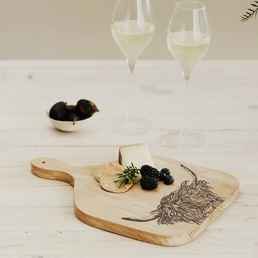 Oak Hanging Paddle - Medium - Highland Cow - Image 2
