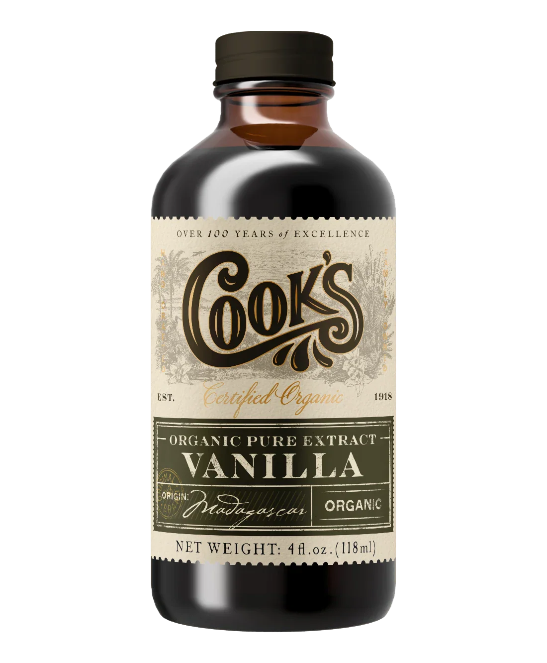 Organic Pure Madagascar Vanilla Extract - 473ml/16oz