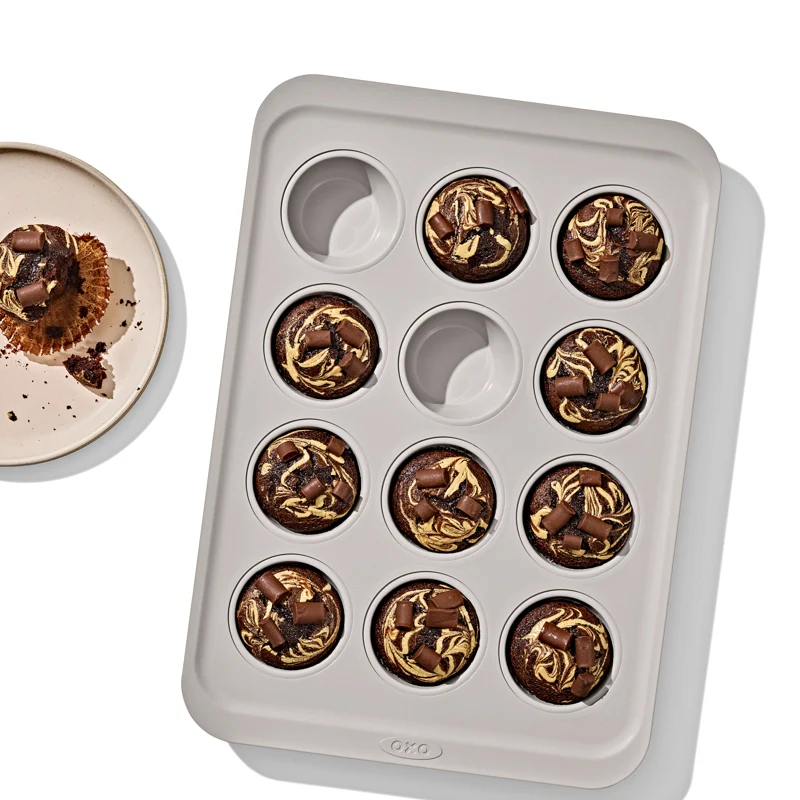 OXO Non-Stick Pro Ceramic Coated Metal Bakeware 12 Cup Muffin Pan – Storm Blue - Image 4